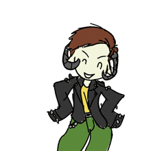 a drawing of a boy with horns and a leather jacket