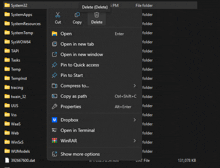 a screenshot of a computer screen showing the delete delete option