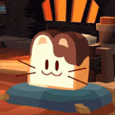 a piece of bread with a cat face and whiskers on it