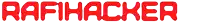 the word rafihacker is written in red letters