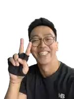 a man wearing braces and a new balance shirt