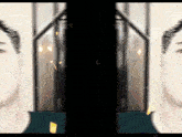 a man 's face is shown in front of a window with sparks coming out of it