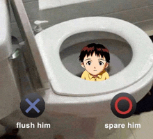 a picture of a child in a toilet with the words flush him and spare him