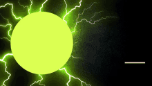 a yellow circle with lightning strikes around it