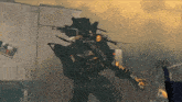 a robot with a sticker on it that says witch hunter