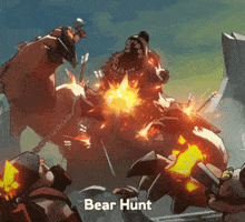 a cartoon drawing of a bear with the words bear hunt on the bottom