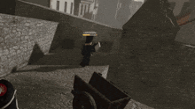 two roblox characters are standing in front of a brick wall with a light coming through it