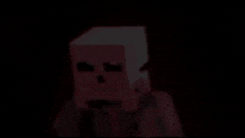 a pink minecraft character with a red tie and a black background