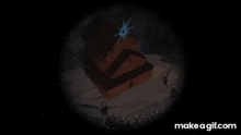 a painting of a burning house with the words make a gif.com at the bottom