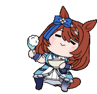 a cartoon of a horse girl holding a bowl of food