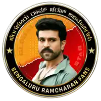 a logo for bengaluru ramchan fans with a man in the center