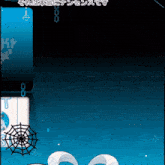 a blue background with a spider web and the word kr