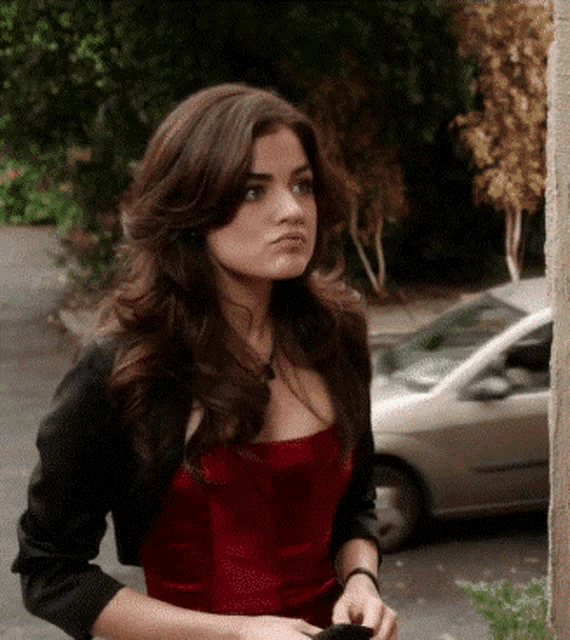 Aria montgomery red dress best sale