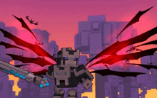 a video game character with a sword and wings