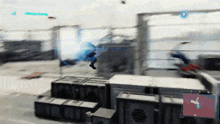 a person is flying through the air while playing a video game