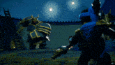 a cartoon character is holding a sword in his right hand