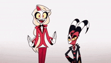 a couple of cartoon characters standing next to each other with the words `` animation takes a long '' .