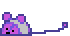 a pixel art drawing of a purple and white mouse with a purple tail .
