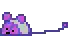 a pixel art drawing of a purple and white mouse with a purple tail .