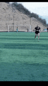 a man wearing a mask is running on a field