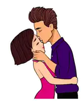 a cartoon of a man and woman kissing each other