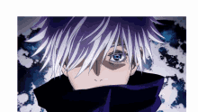 a close up of a person with purple hair