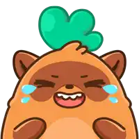 a cartoon drawing of a brown animal with tears on its face
