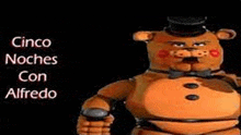 five nights at freddy 's freddy the bear is holding a microphone and wearing a top hat .