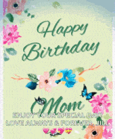 a birthday card for a mother with flowers and butterflies