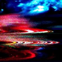 a colorful painting with arrows pointing to the left and right