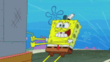 a cartoon of spongebob with a huge mouth