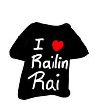 a black shirt that says i love railin rai with a red heart