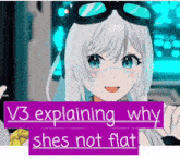 a picture of a girl with the words " v3 explaining why she 's not flat "
