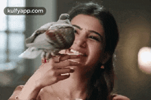 happy looking at pigeon cute smiling face samantha santhosama