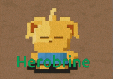 a pixel art drawing of a robot with the name herobrine on the bottom