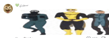 a group of cartoon characters are standing next to each other on a white background ..