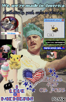 a picture of a man with the words we 're made in america at the top