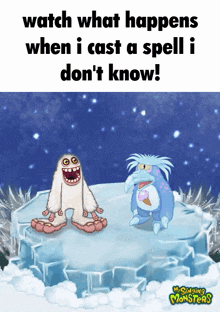 a poster for my singing monsters shows two monsters on ice