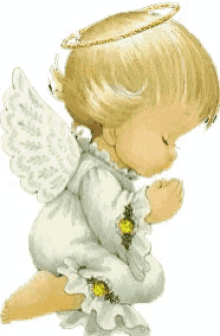 angel pray kneel wings halo