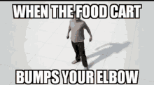 food cart bumps elbow fall collapse flopping