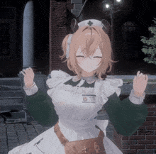 a maid with a name tag that says nami