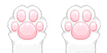 a pixel art of a cat 's paws with pink pads