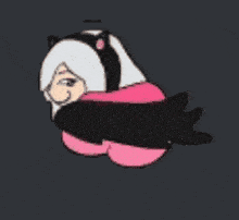 a cartoon of a woman with a cat on her back