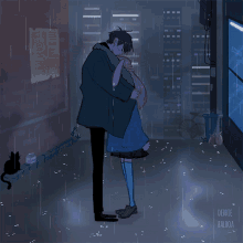 rainy hug anime love sweet