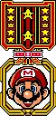 a pixel art of a mario character with a medal on top of his head .