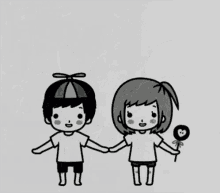 a cartoon of a bride and groom holding hands