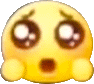 a yellow smiley face with a surprised look on its face and big eyes .