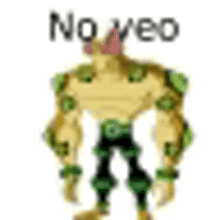 a cartoon character with a tongue sticking out is standing in front of a white background with the words `` no veo '' .