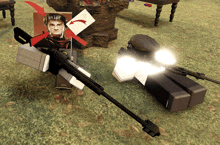 a picture of harry potter is behind a sniper holding a rifle