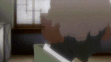 a blurry picture of a person standing in a room with a window .